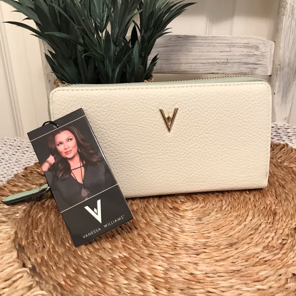 Vanessa Williams Zip-Around Wallet Bone/Mint NWT